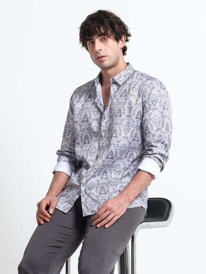 Regal Arabesque Shirt – Ivory Smoke