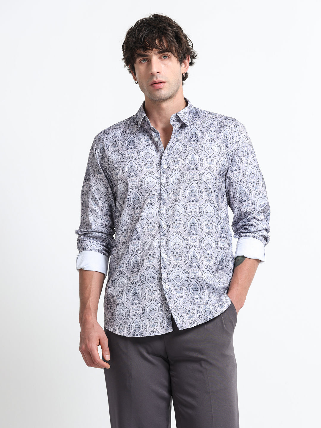 Regal Arabesque Shirt – Ivory Smoke