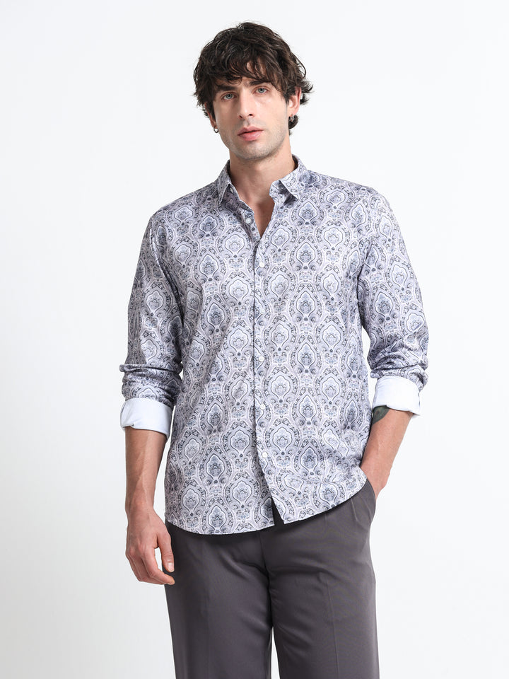 Regal Arabesque Shirt – Ivory Smoke