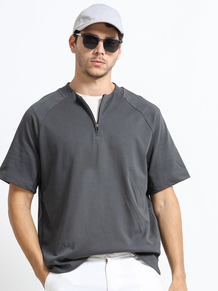Refined Zipline Ash Charcoal T-Shirt