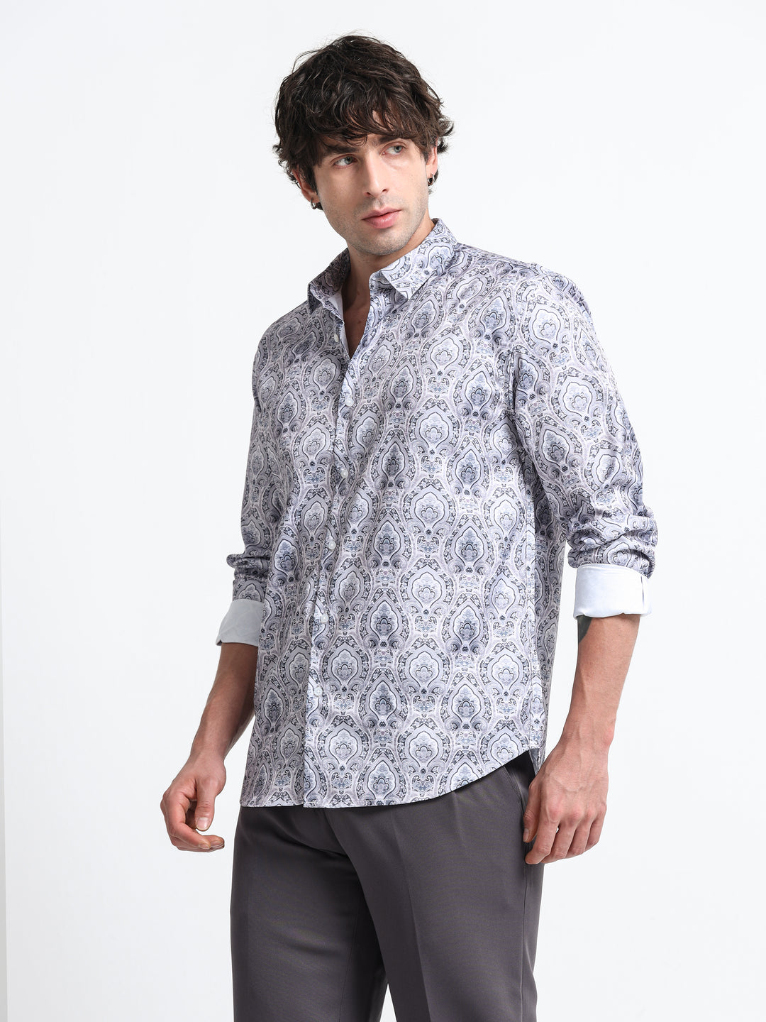 Regal Arabesque Shirt – Ivory Smoke