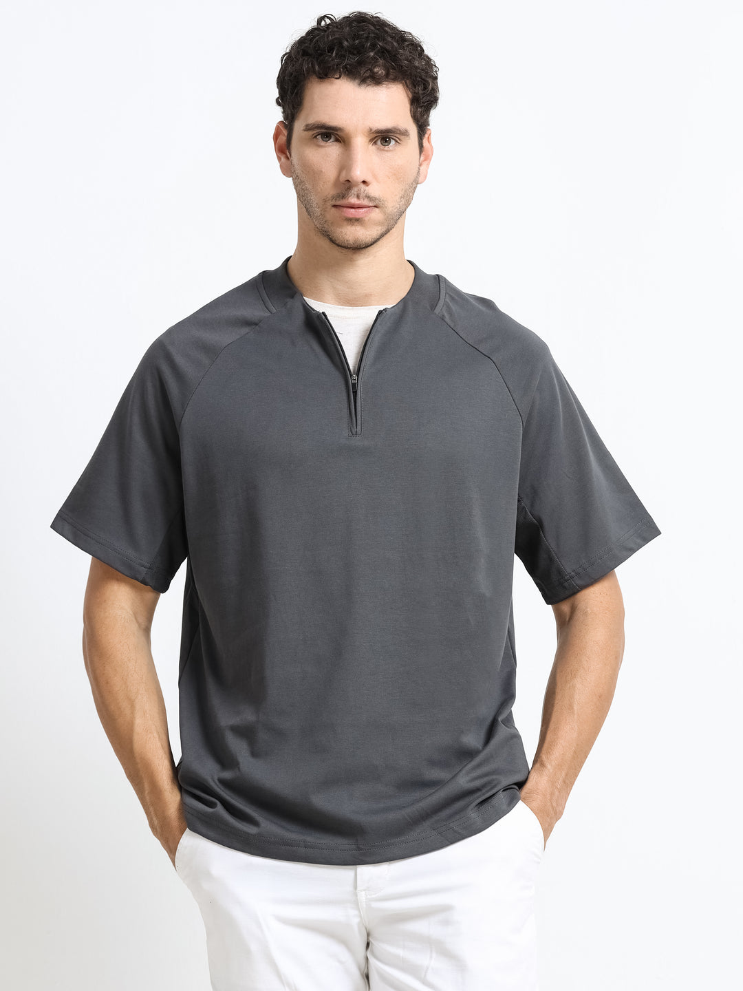 Refined Zipline Ash Charcoal T-Shirt