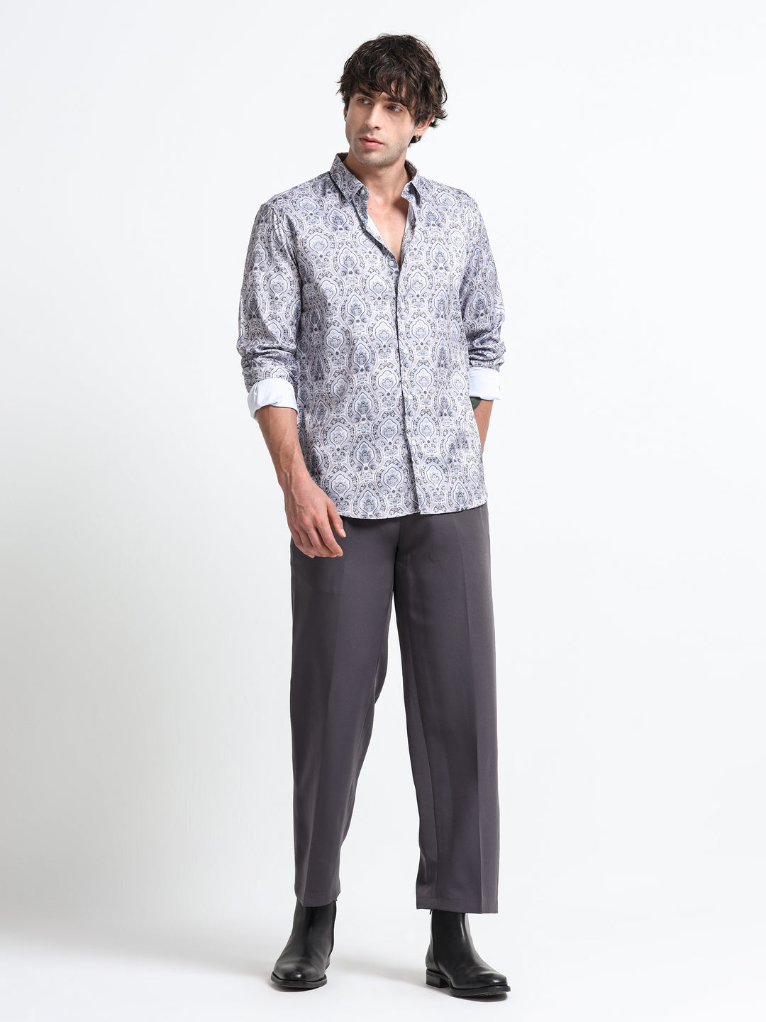 Regal Arabesque Shirt – Ivory Smoke