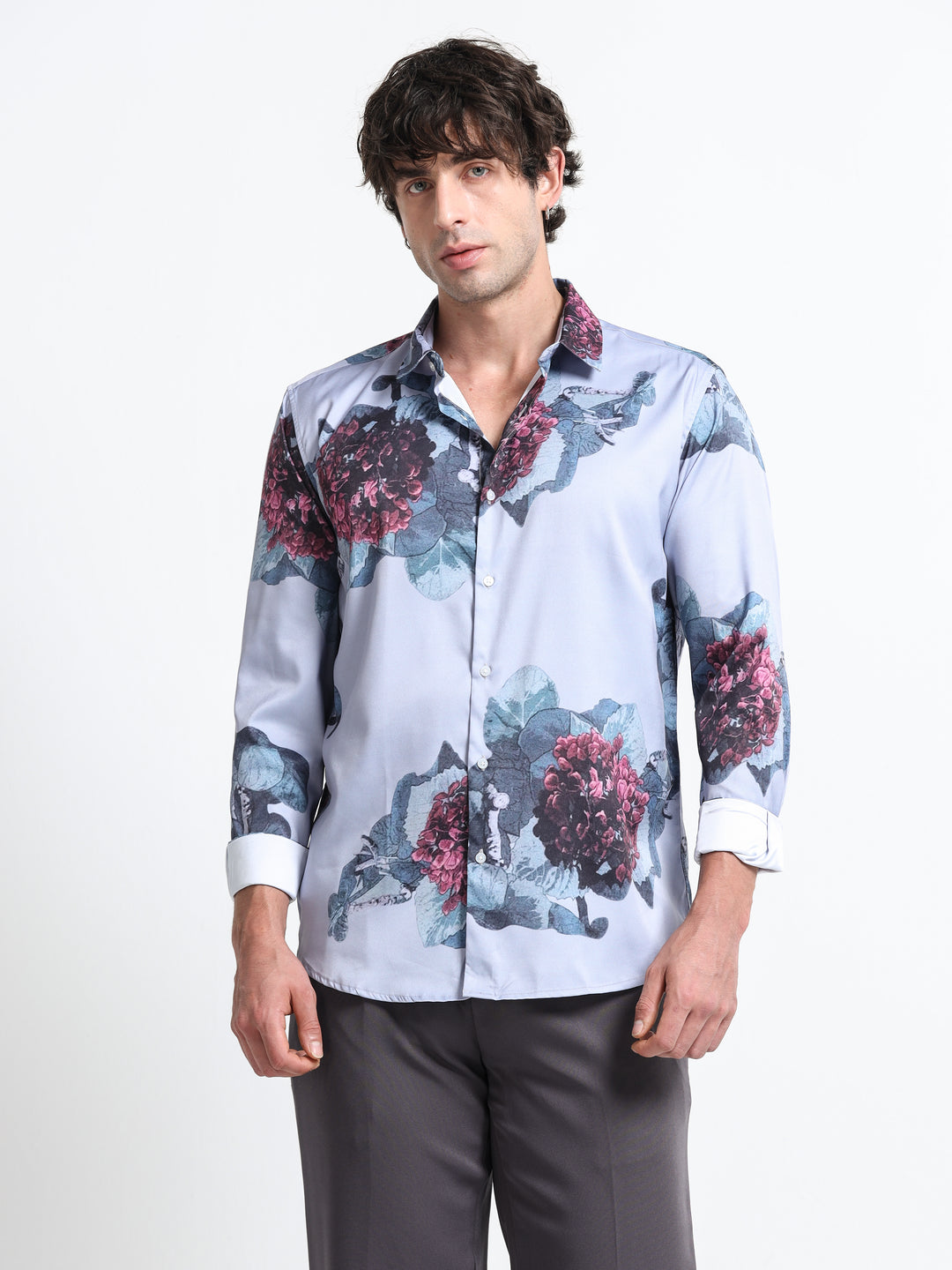 Nocturne Flora Shirt – Steel Blue Dusk