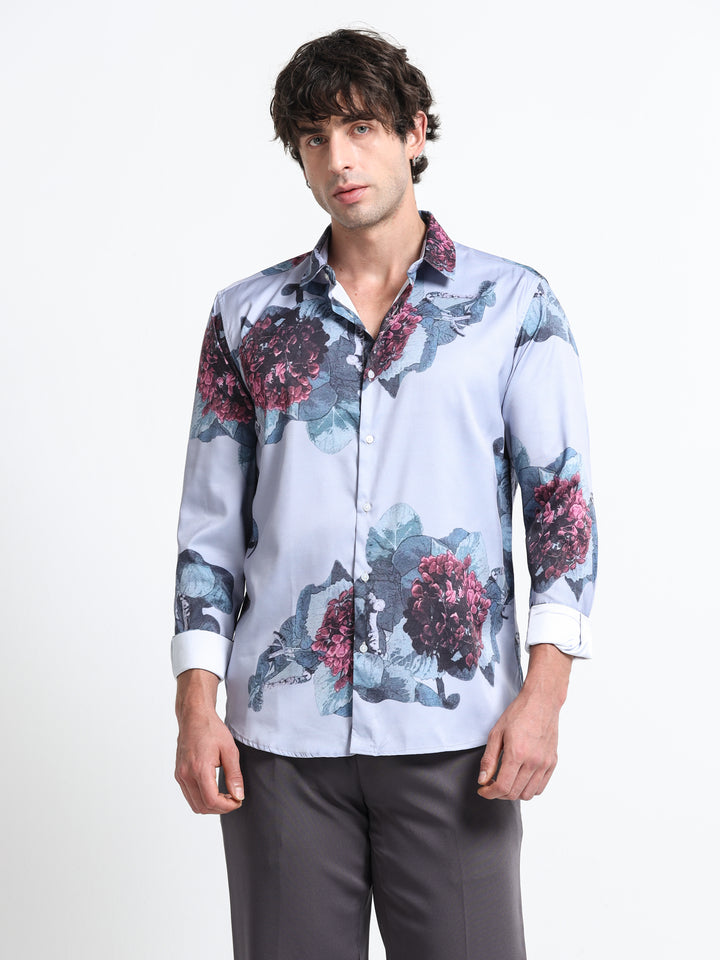 Nocturne Flora Shirt – Steel Blue Dusk