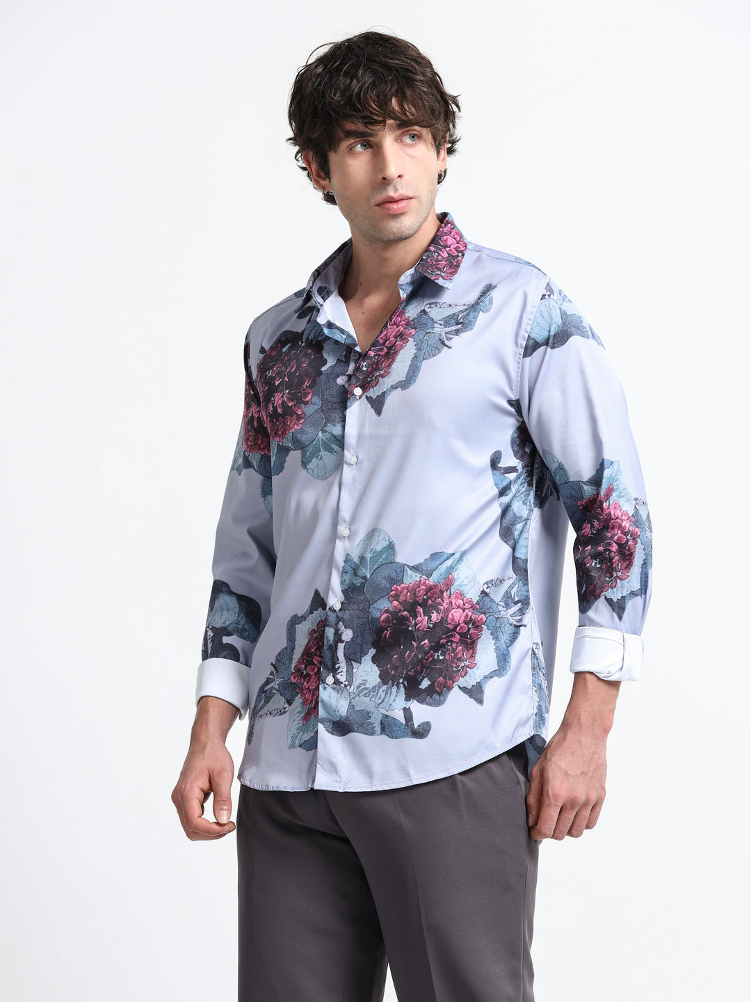 Nocturne Flora Shirt – Steel Blue Dusk