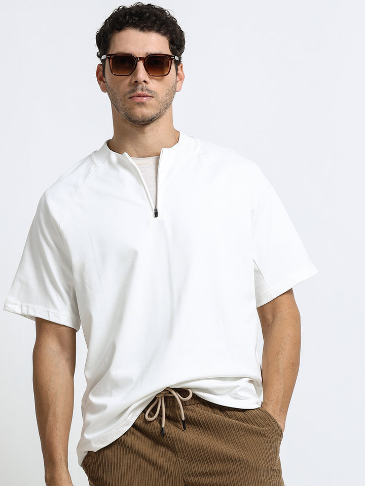 Refined Zipline Ivory White T-Shirt