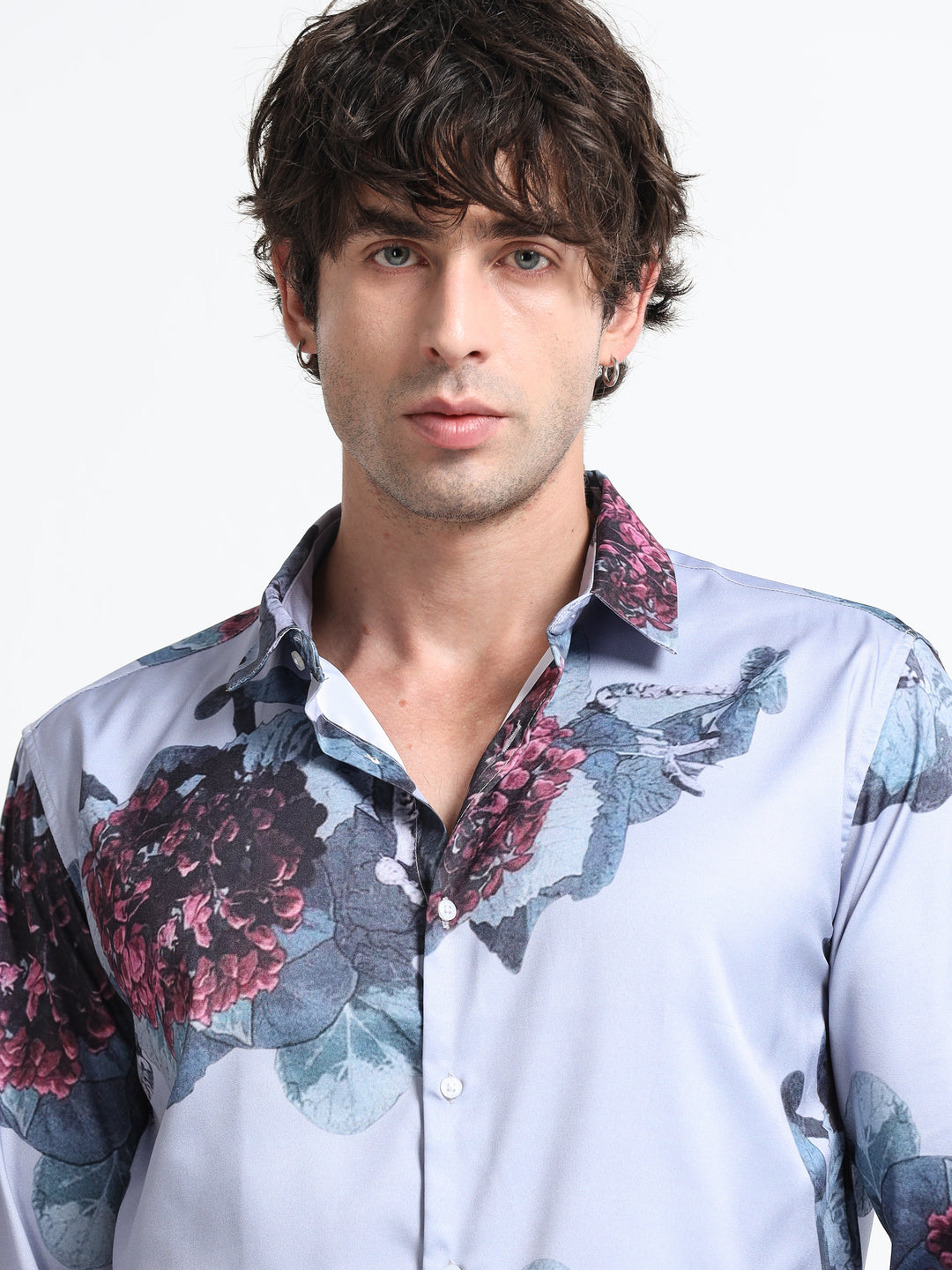 Nocturne Flora Shirt – Steel Blue Dusk