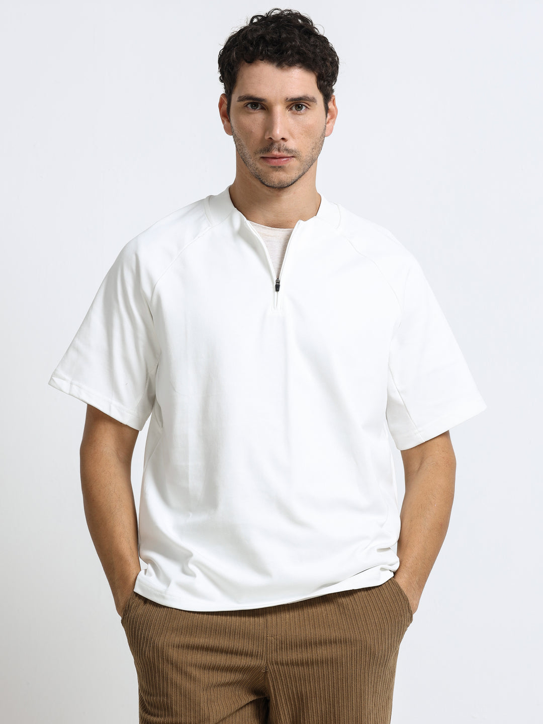 Refined Zipline Ivory White T-Shirt