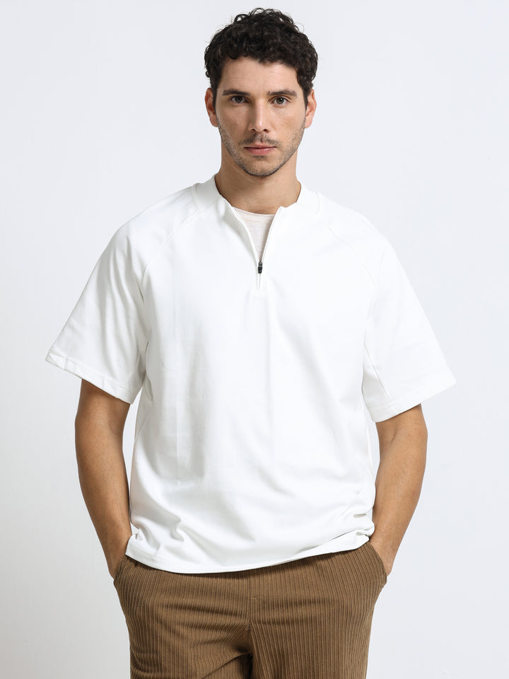 Refined Zipline Ivory White T-Shirt