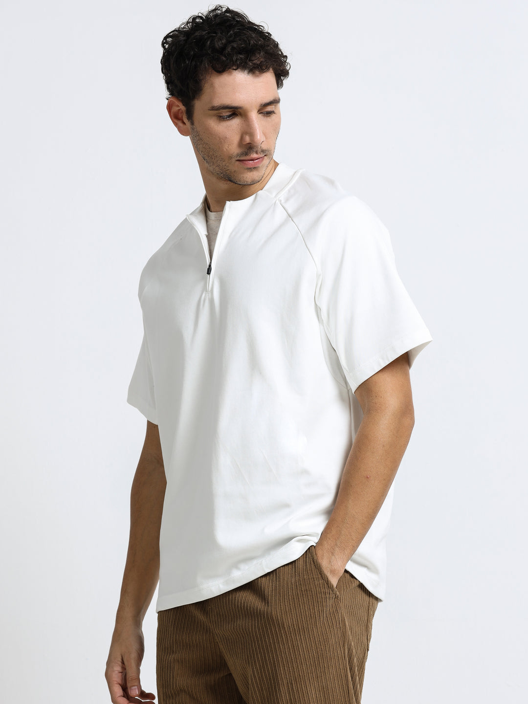 Refined Zipline Ivory White T-Shirt