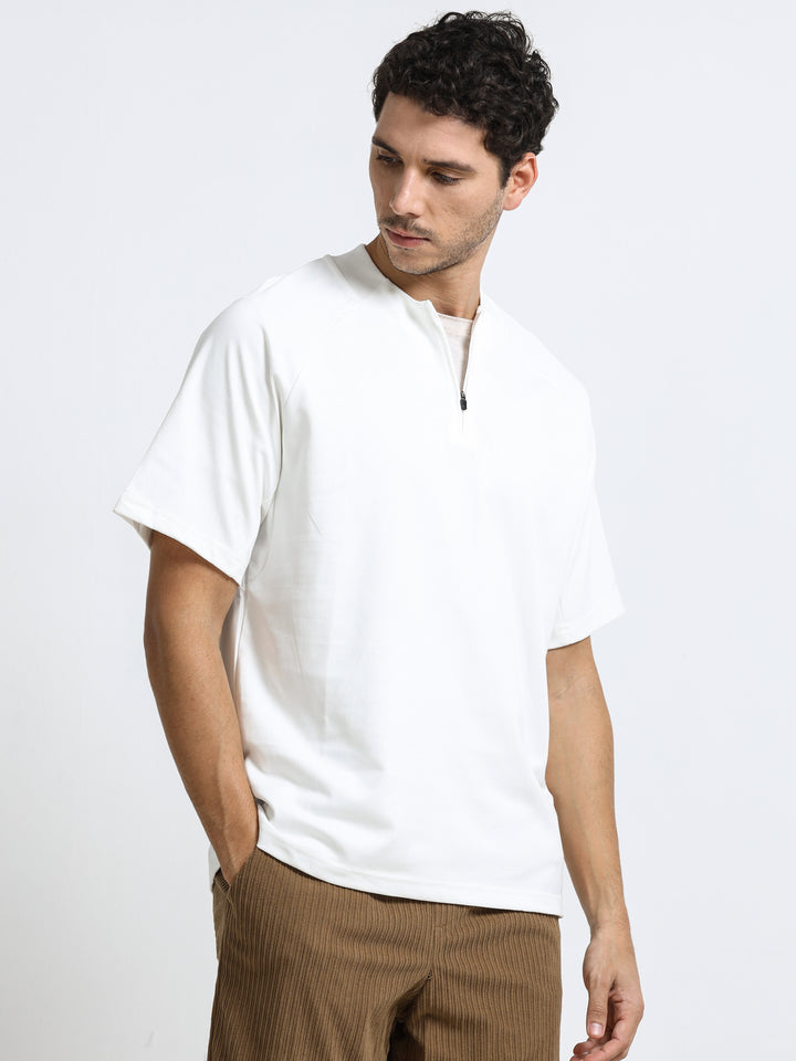 Refined Zipline Ivory White T-Shirt