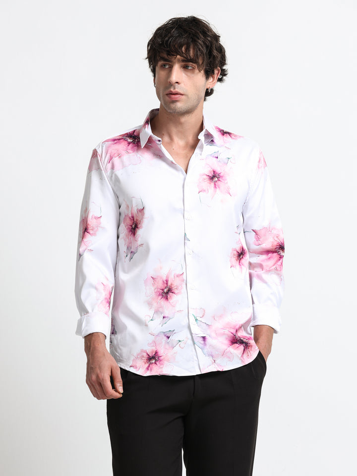 Aqua Bloom Shirt – Crimson Mist