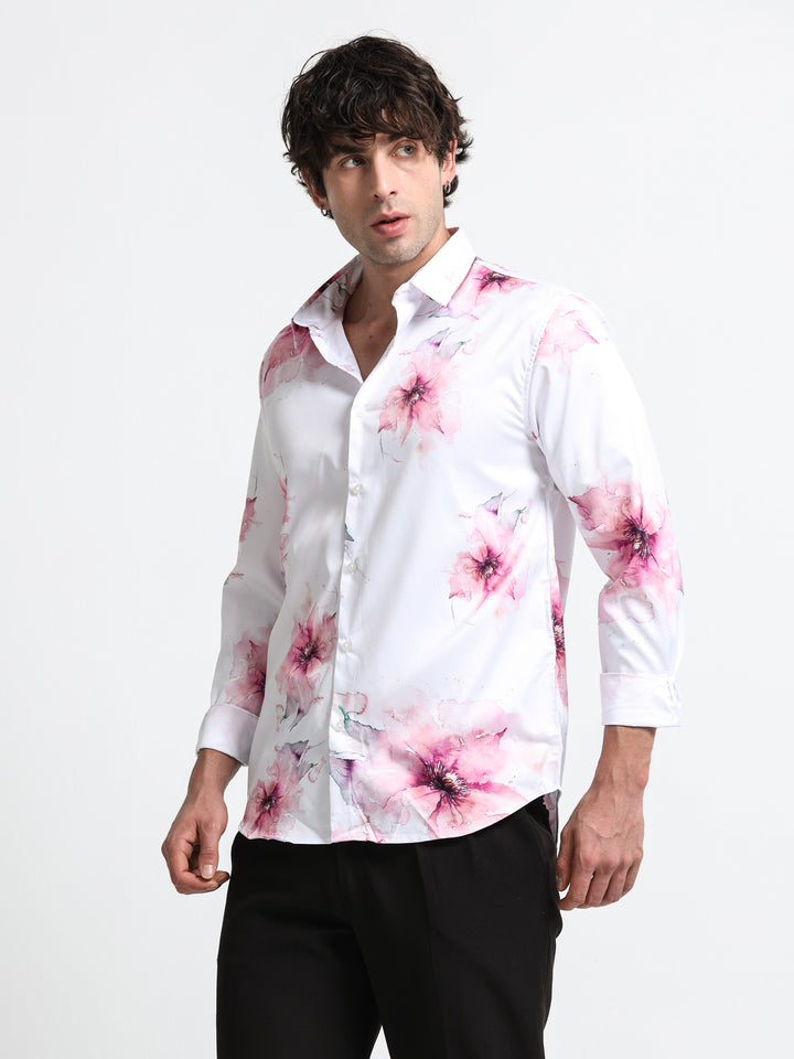 Aqua Bloom Shirt – Crimson Mist