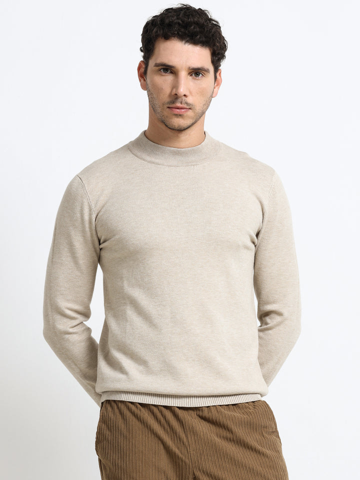 Contour Mock Neck Sand Beige Knit