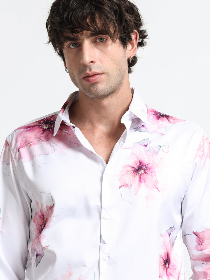 Aqua Bloom Shirt – Crimson Mist
