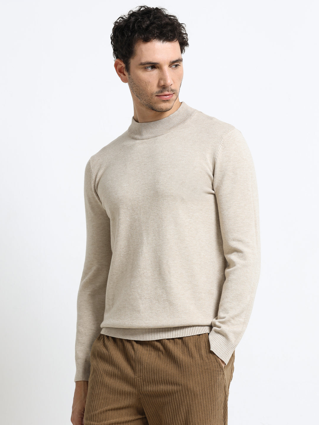Contour Mock Neck Sand Beige Knit
