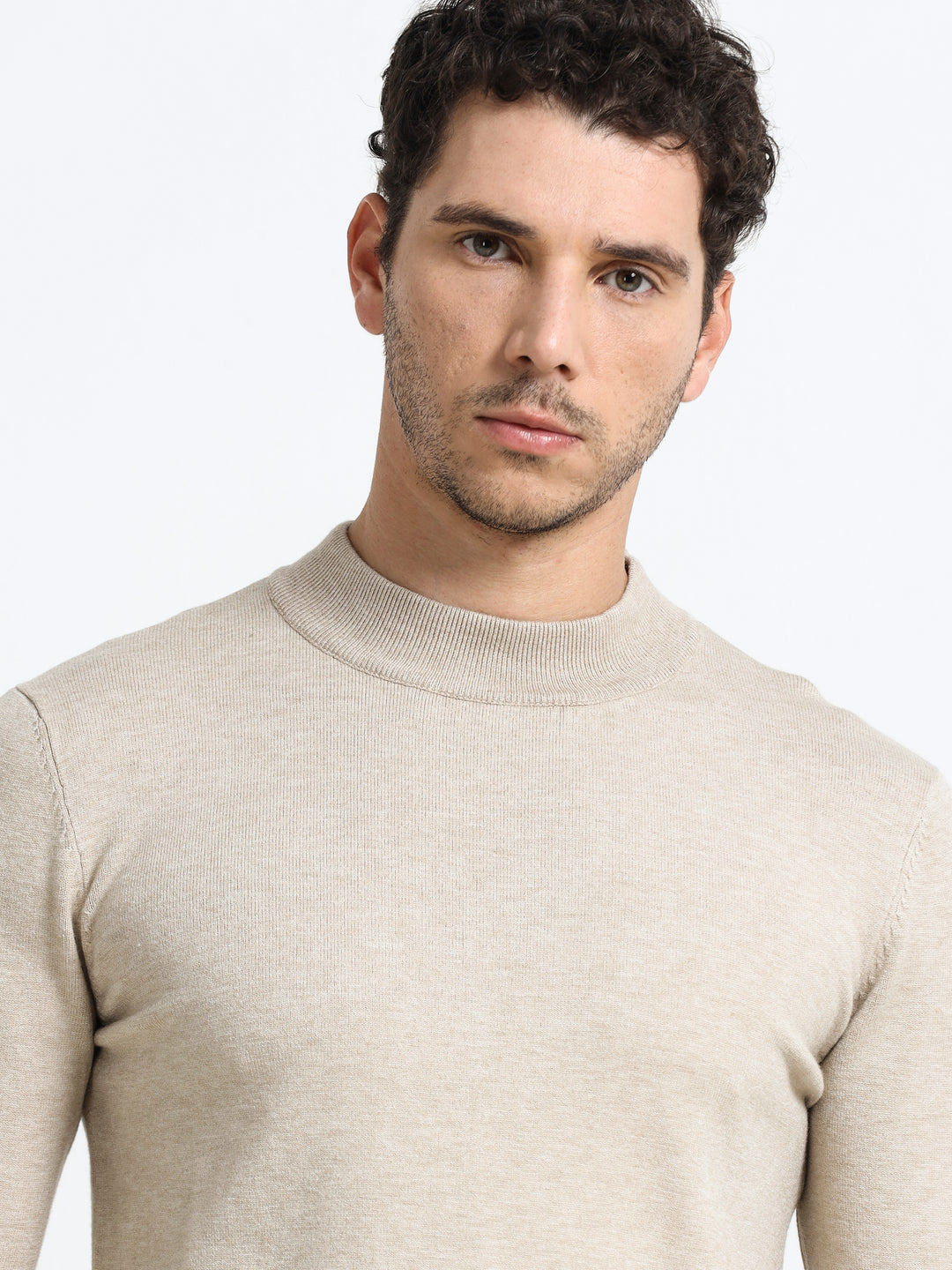 Contour Mock Neck Sand Beige Knit