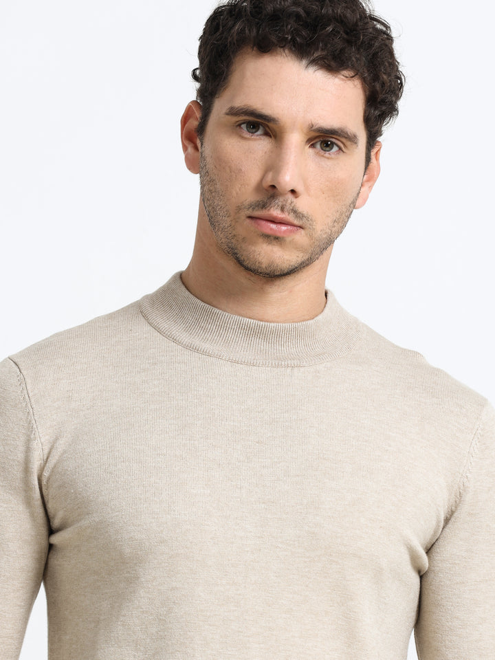 Contour Mock Neck Sand Beige Knit