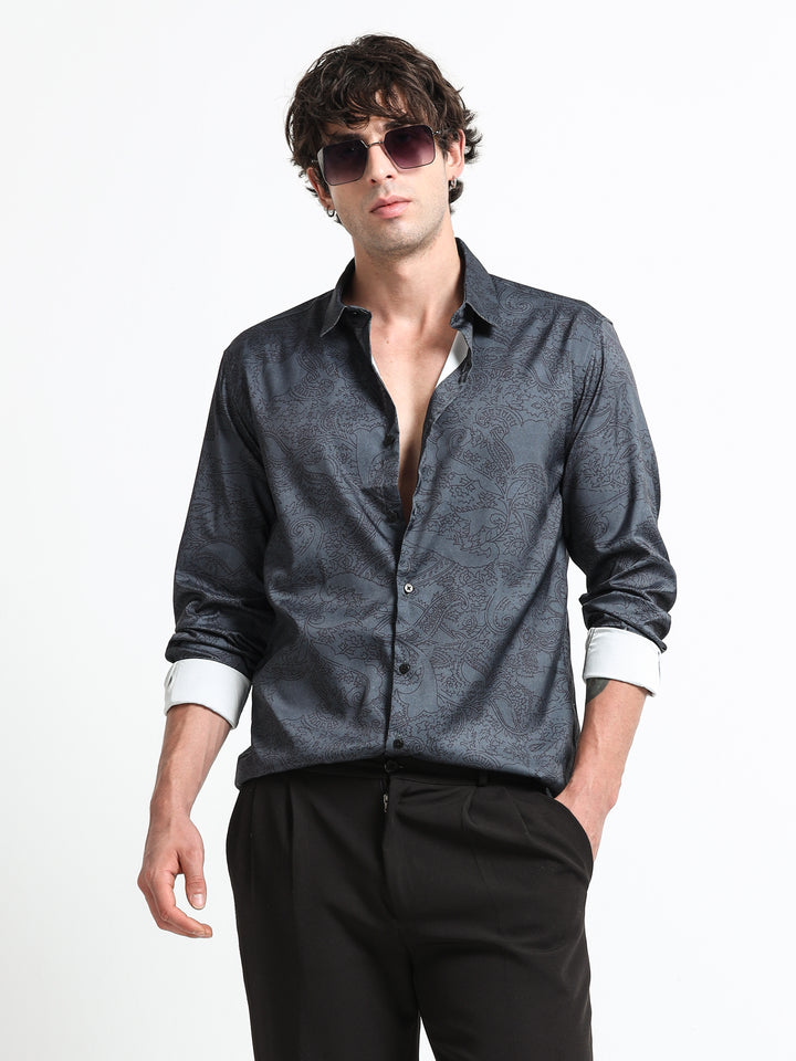 Midnight Paisley Shirt – Steel Eclipse