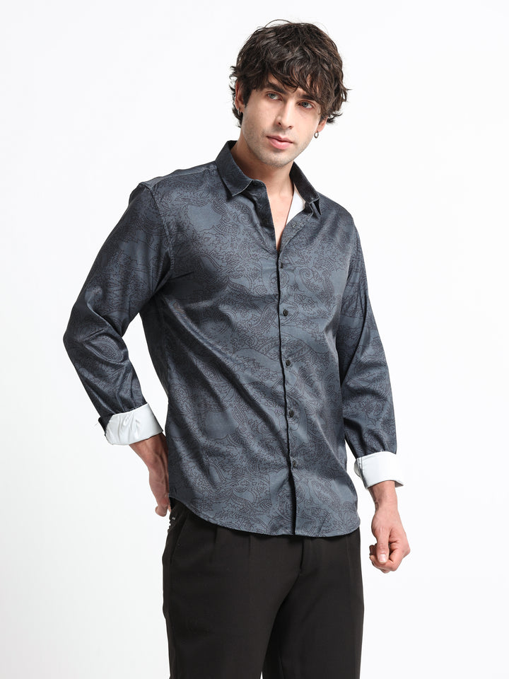 Midnight Paisley Shirt – Steel Eclipse