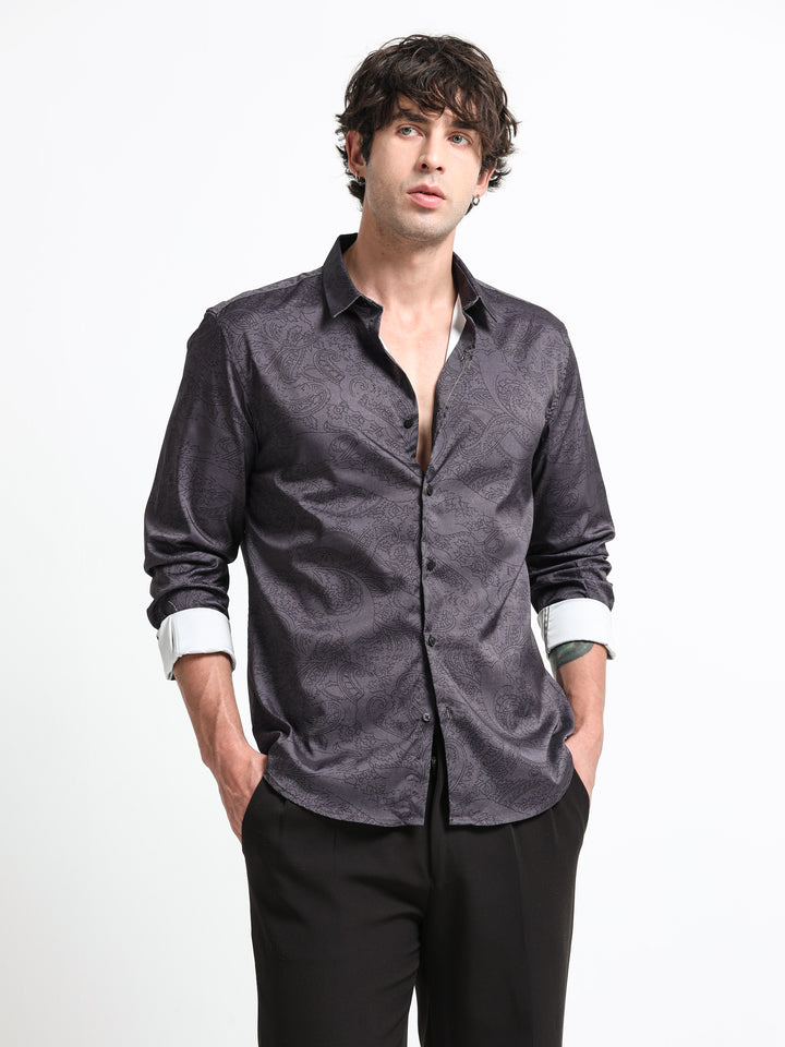 Midnight Paisley Shirt – Shadow Graphite
