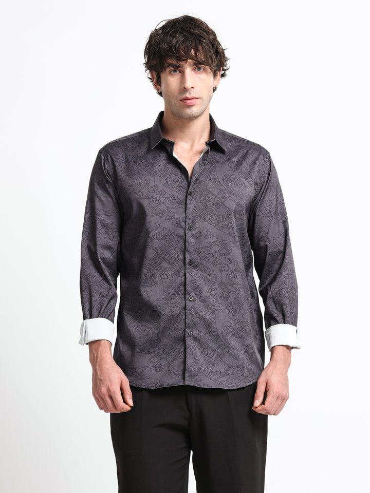 Midnight Paisley Shirt – Shadow Graphite