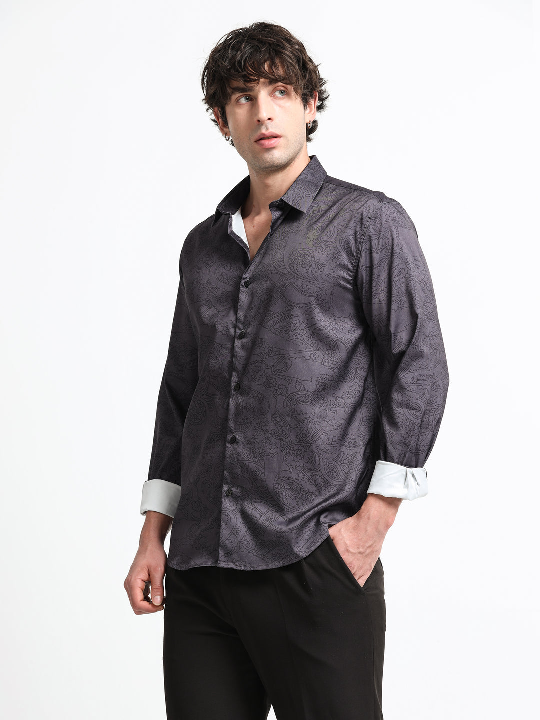Midnight Paisley Shirt – Shadow Graphite