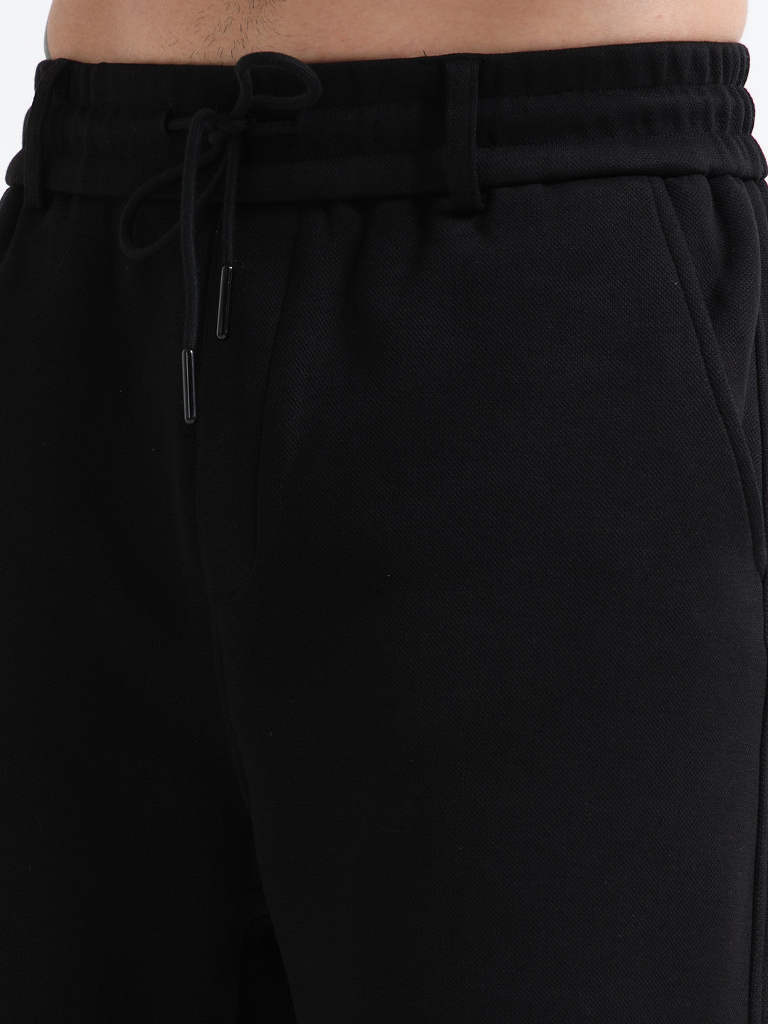 Wide-Leg Cargo Sweatpants - Black