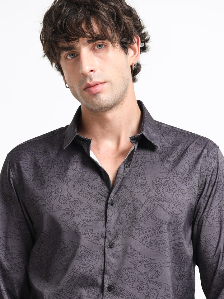 Midnight Paisley Shirt – Shadow Graphite