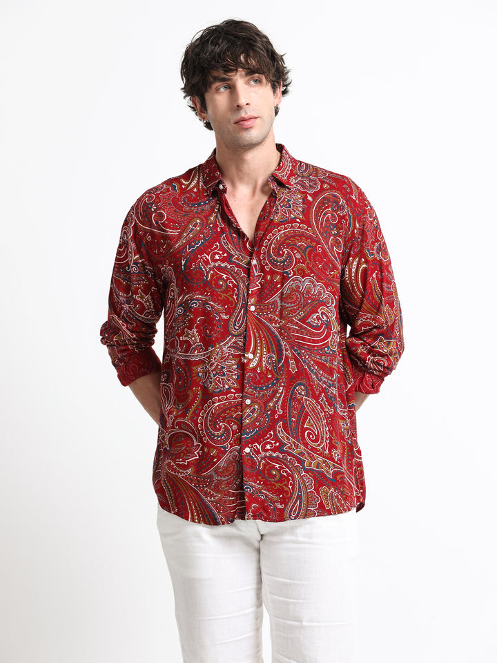 Signature Paisley Party Shirt – Crimson Edit