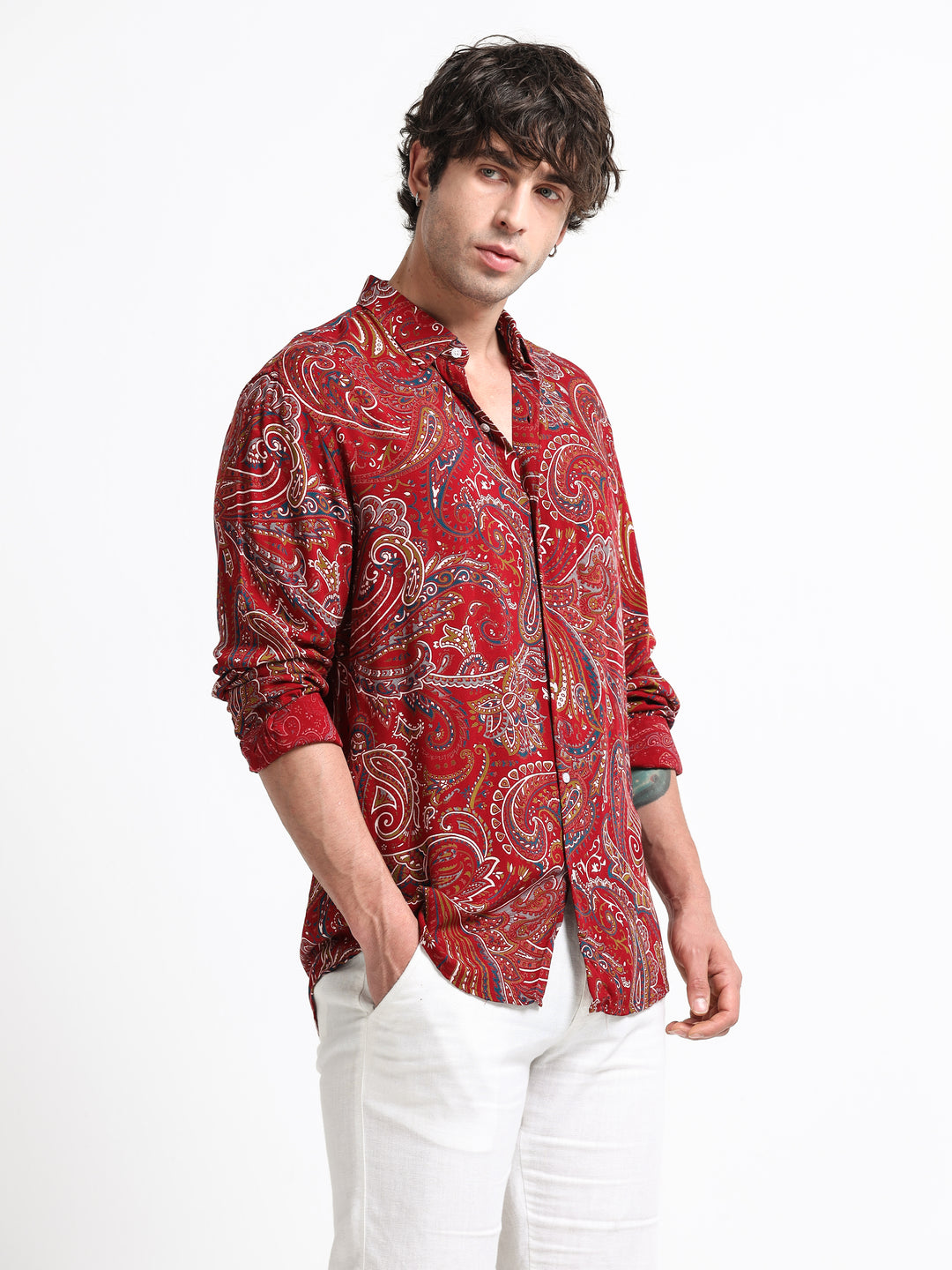 Signature Paisley Party Shirt – Crimson Edit
