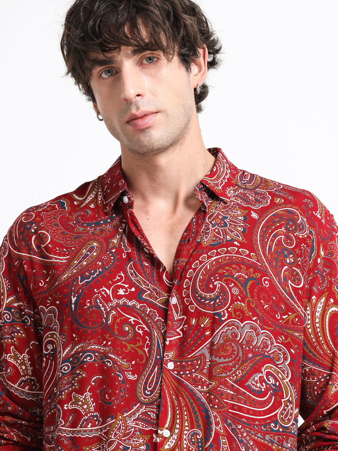 Signature Paisley Party Shirt – Crimson Edit