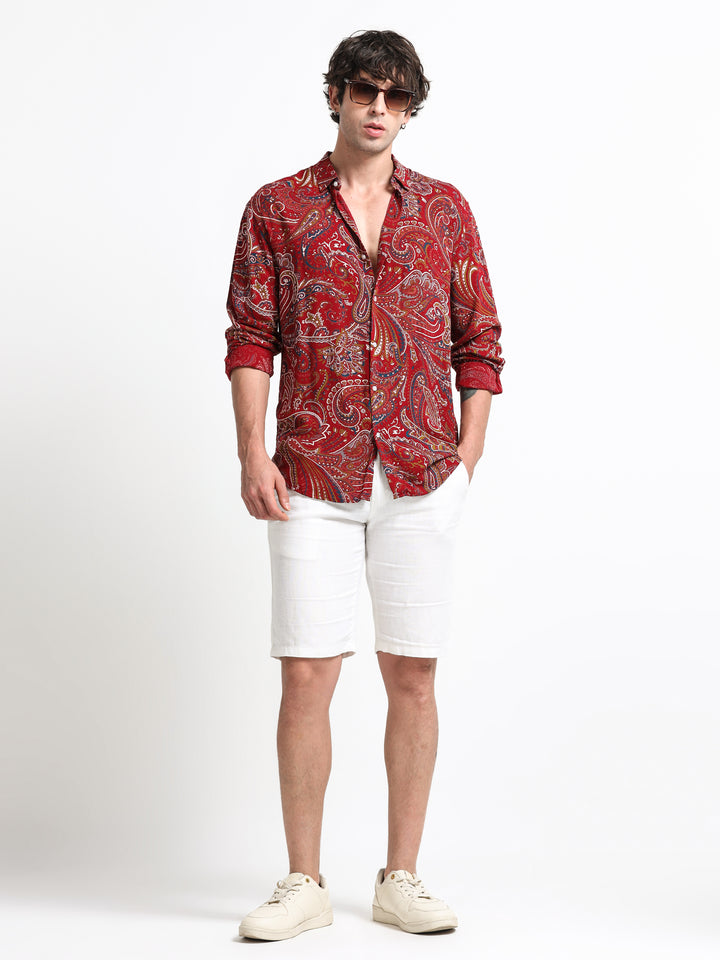 Signature Paisley Party Shirt – Crimson Edit