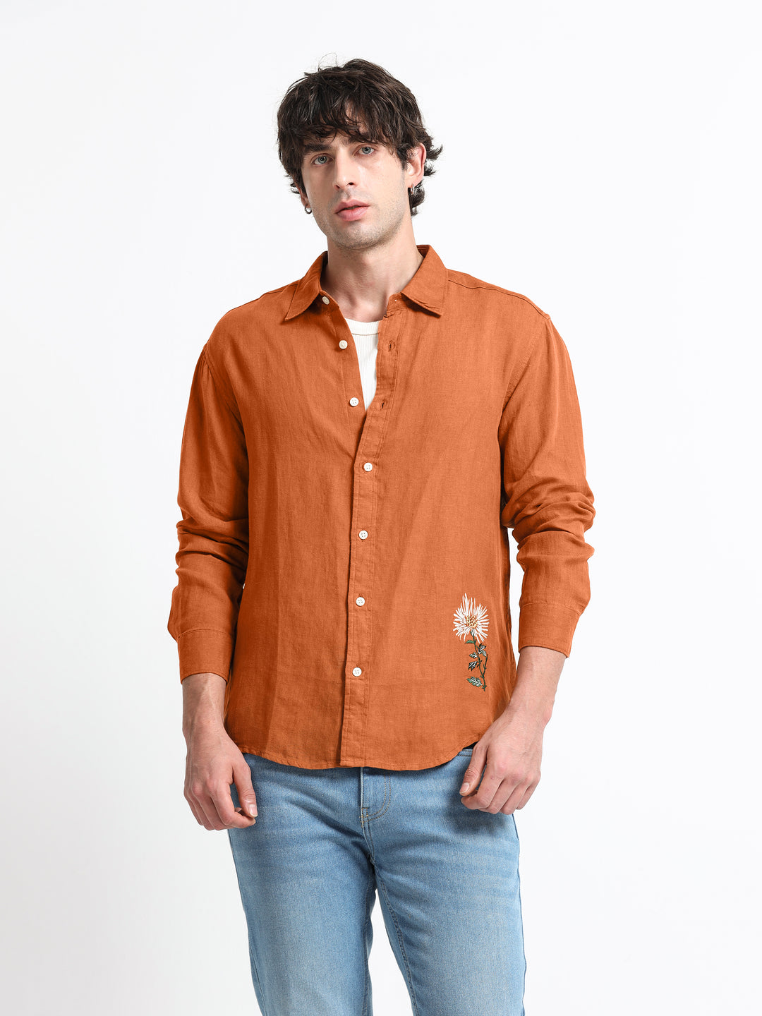 Verdant Atelier Linen Shirt – Burnt Terracotta