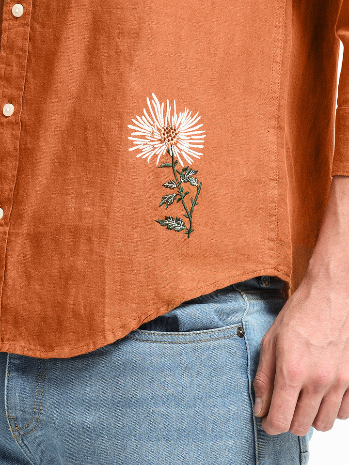 Verdant Atelier Linen Shirt – Burnt Terracotta