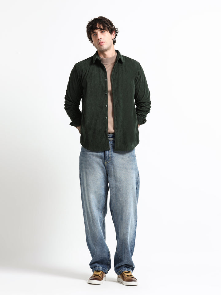 Cord Crest Shirt – Forest Moss