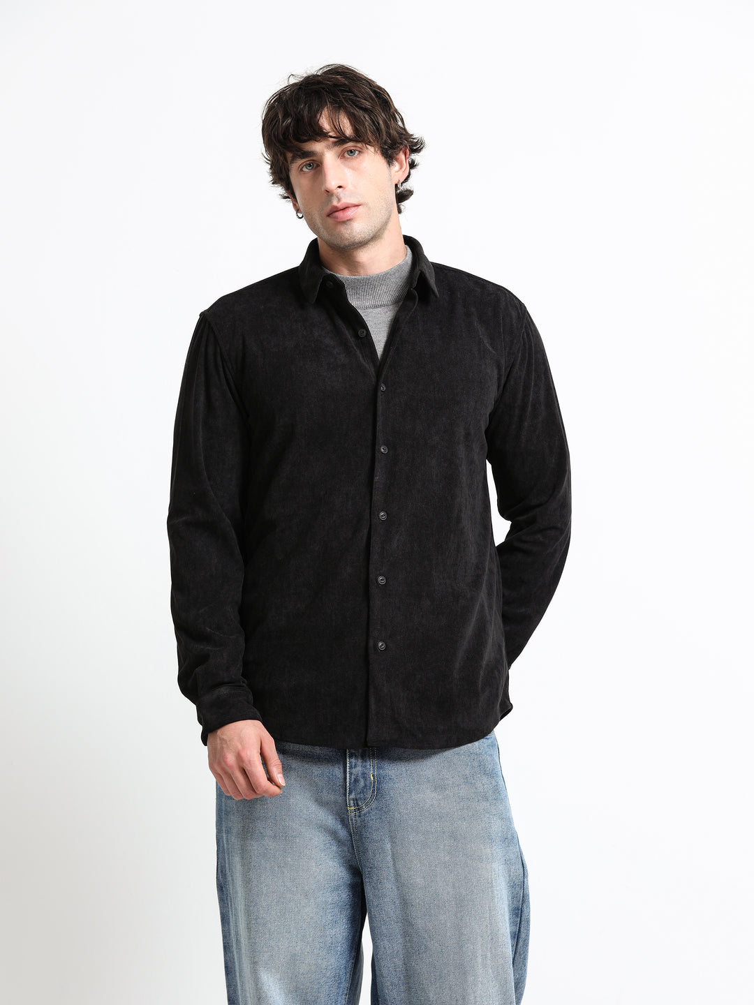 Cord Crest Shirt – Midnight Coal