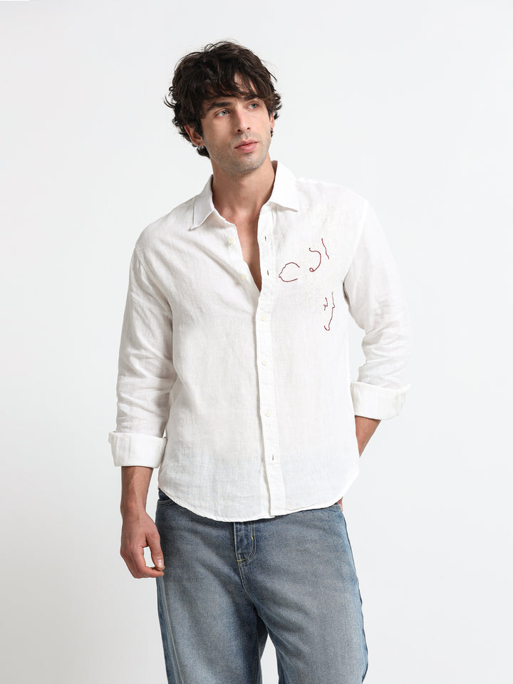 Verdant Atelier Linen Shirt – Ivory Whisper
