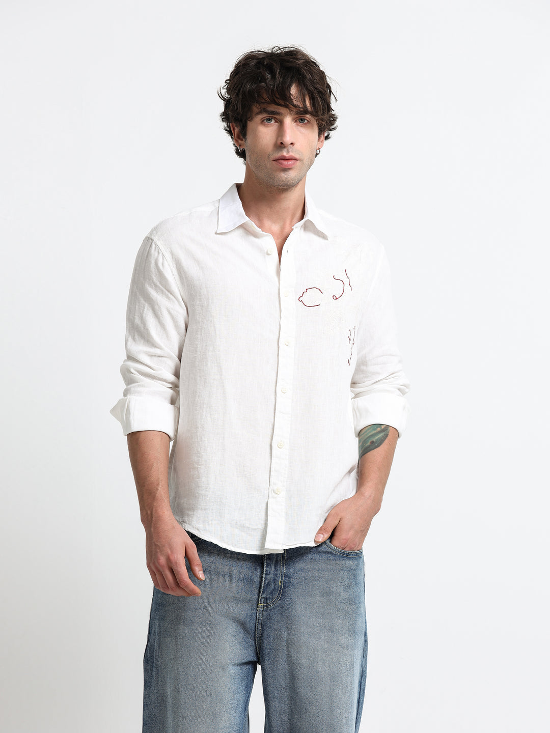 Verdant Atelier Linen Shirt – Ivory Whisper