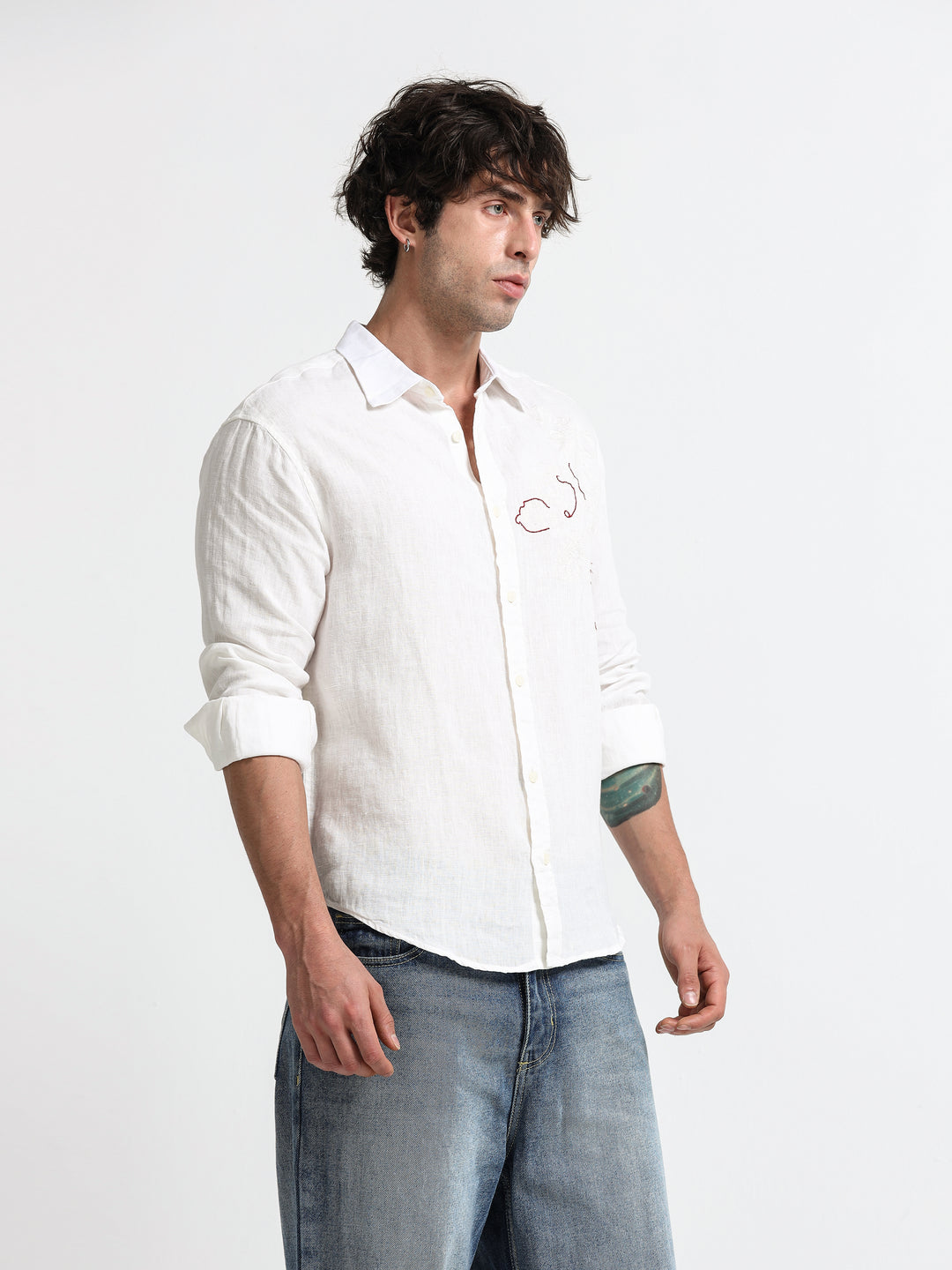 Verdant Atelier Linen Shirt – Ivory Whisper