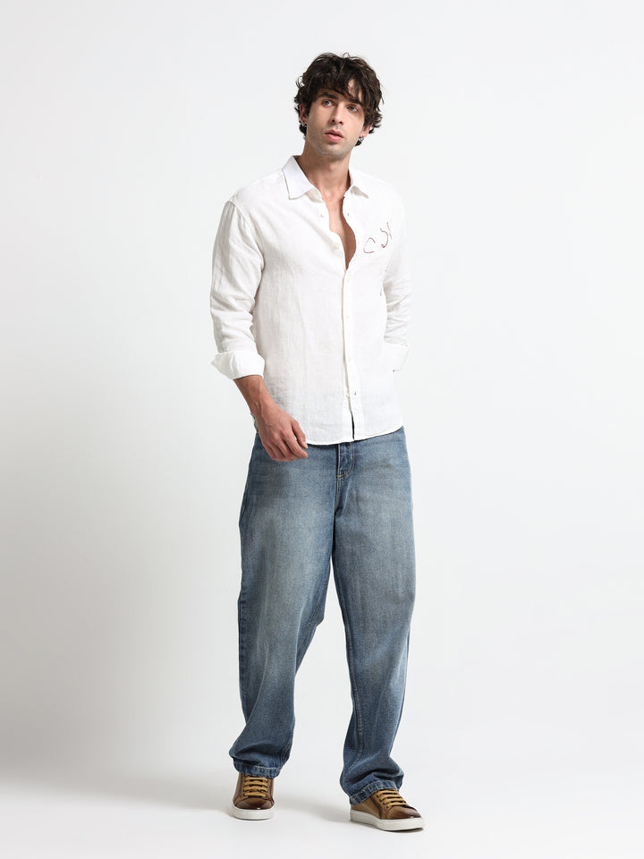 Verdant Atelier Linen Shirt – Ivory Whisper