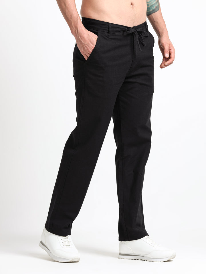 Montreux Linen Ease Pants – Midnight Black