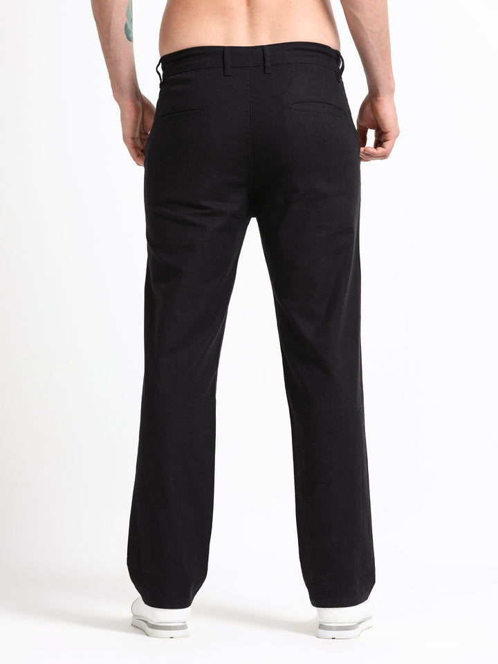 Montreux Linen Ease Pants – Midnight Black