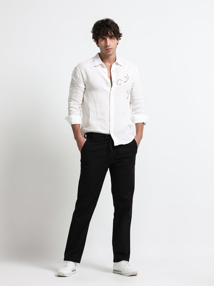 Montreux Linen Ease Pants – Midnight Black