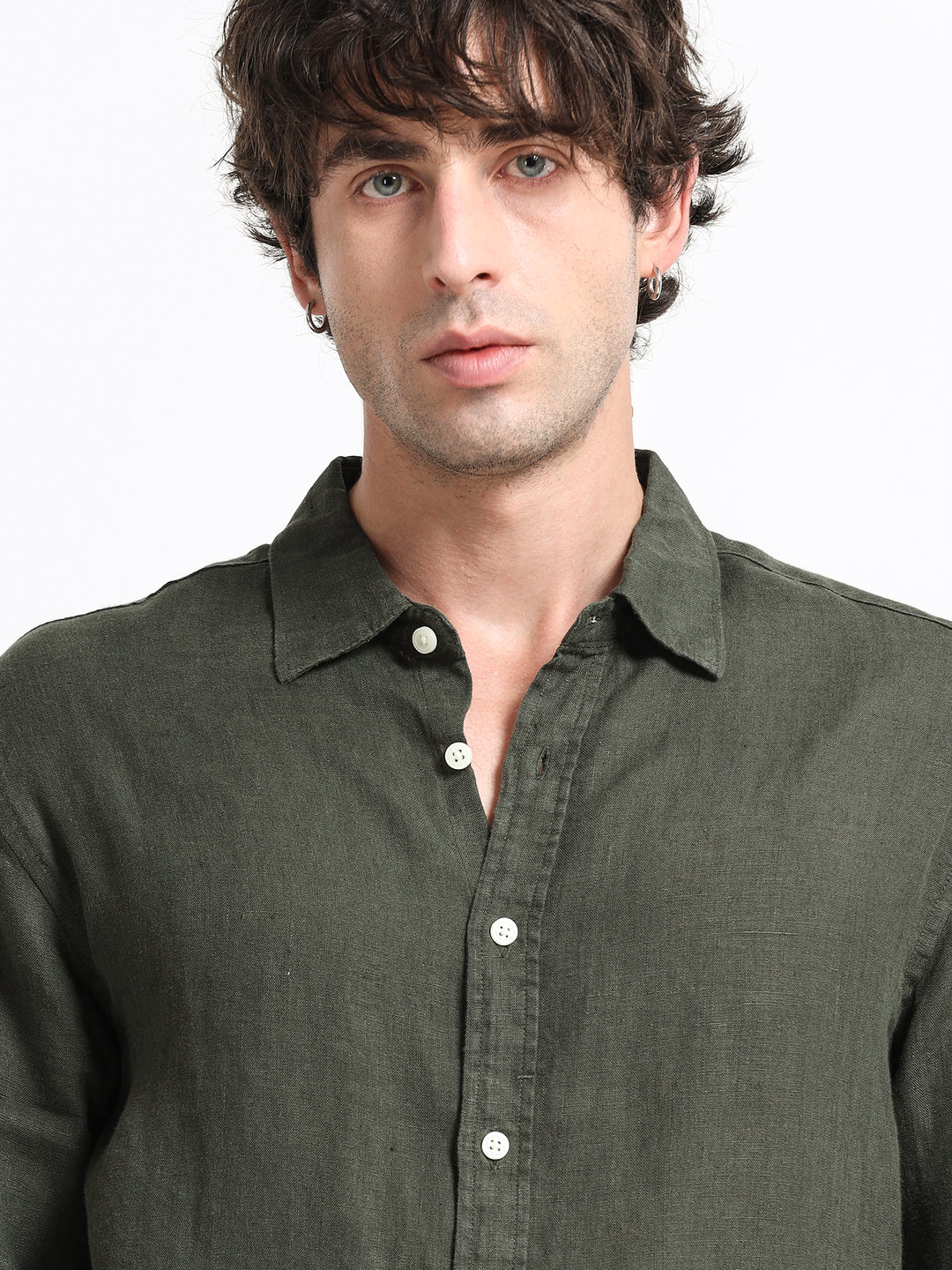 Verdant Atelier Linen Shirt – Forest Moss