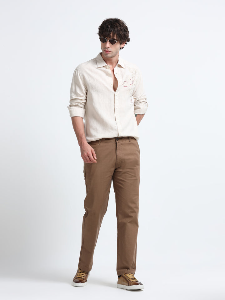 Verdant Atelier Linen Shirt – Ivory Sand