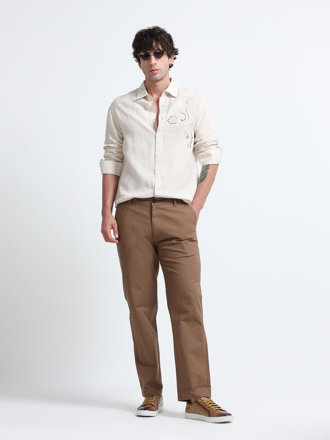 Verdant Atelier Linen Shirt – Ivory Sand