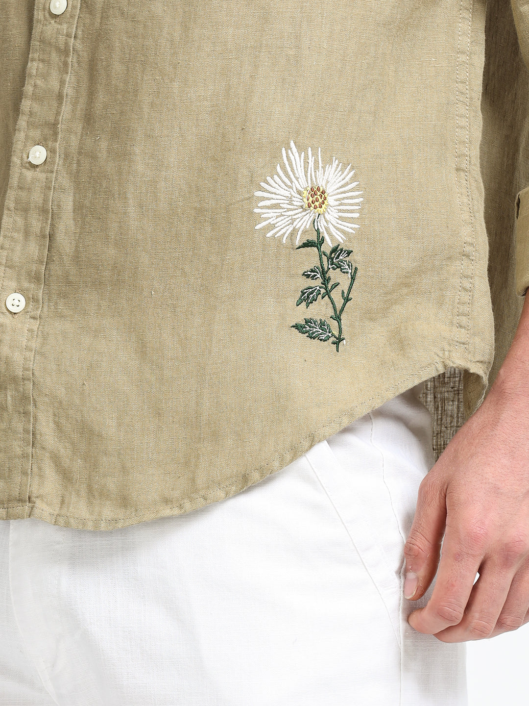 Verdant Atelier Linen Shirt – Olive Sand