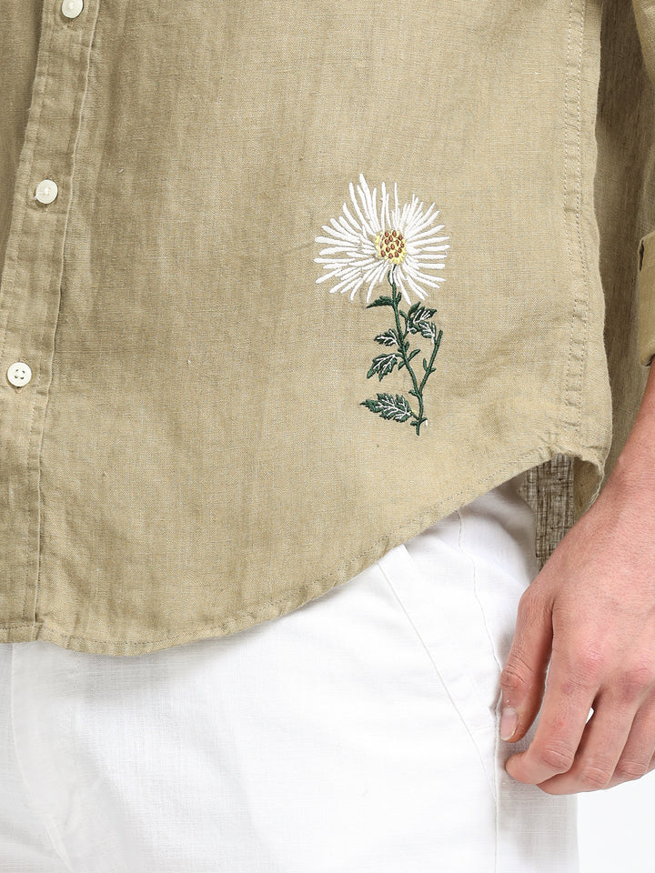 Verdant Atelier Linen Shirt – Olive Sand
